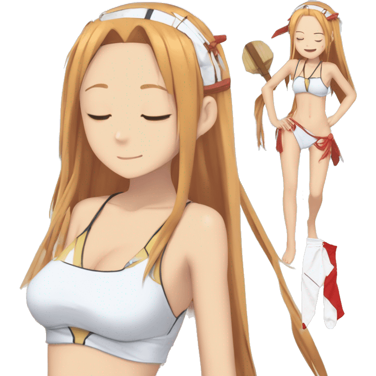 full body Asuna anime sword art online one piece swim suit sleeping emoji