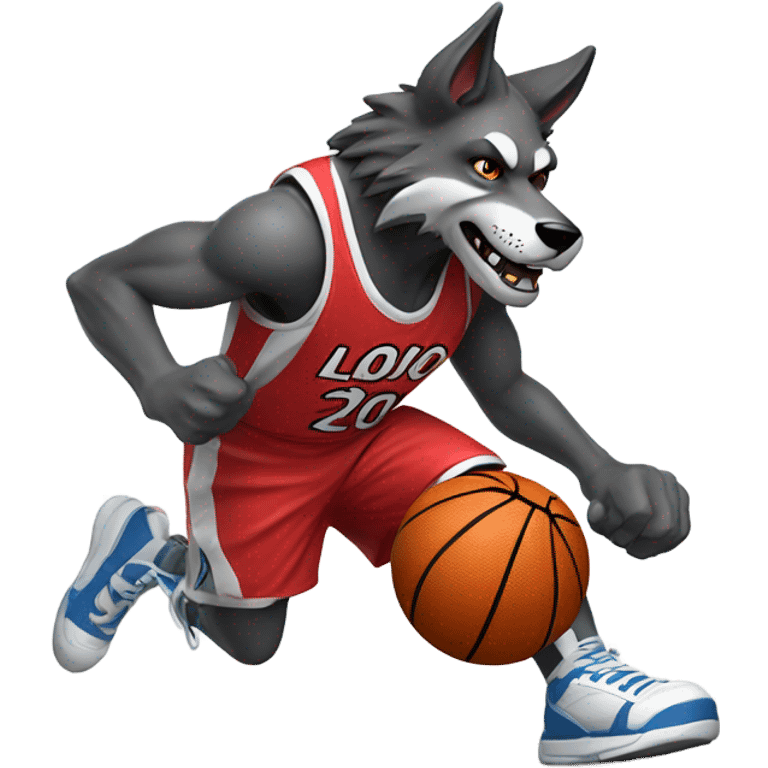 Lobo playing basketball  emoji