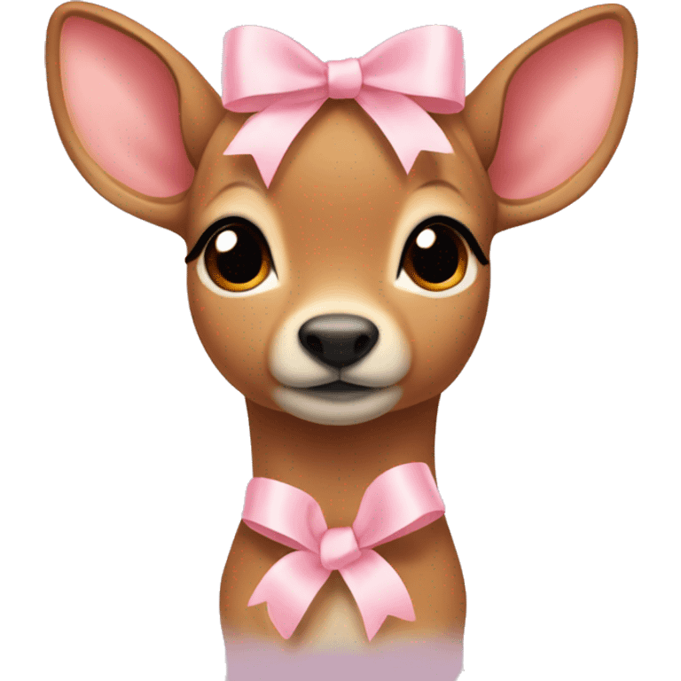 light brown fawn with a light pink ribbon on head emoji