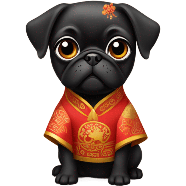 Black pug dresses Chinese lunar new year  emoji