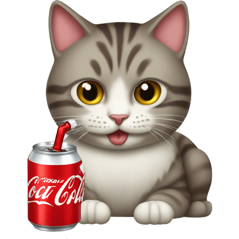 Cat drinking coca cola emoji