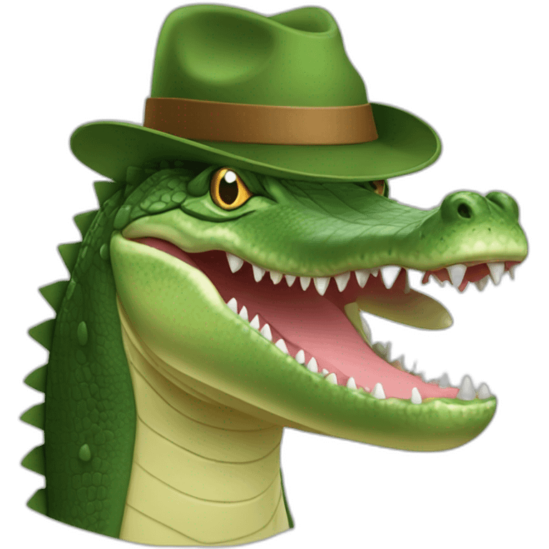 Un crocodile avec un chapeaux emoji