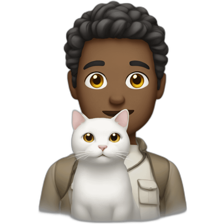 man with white cat emoji