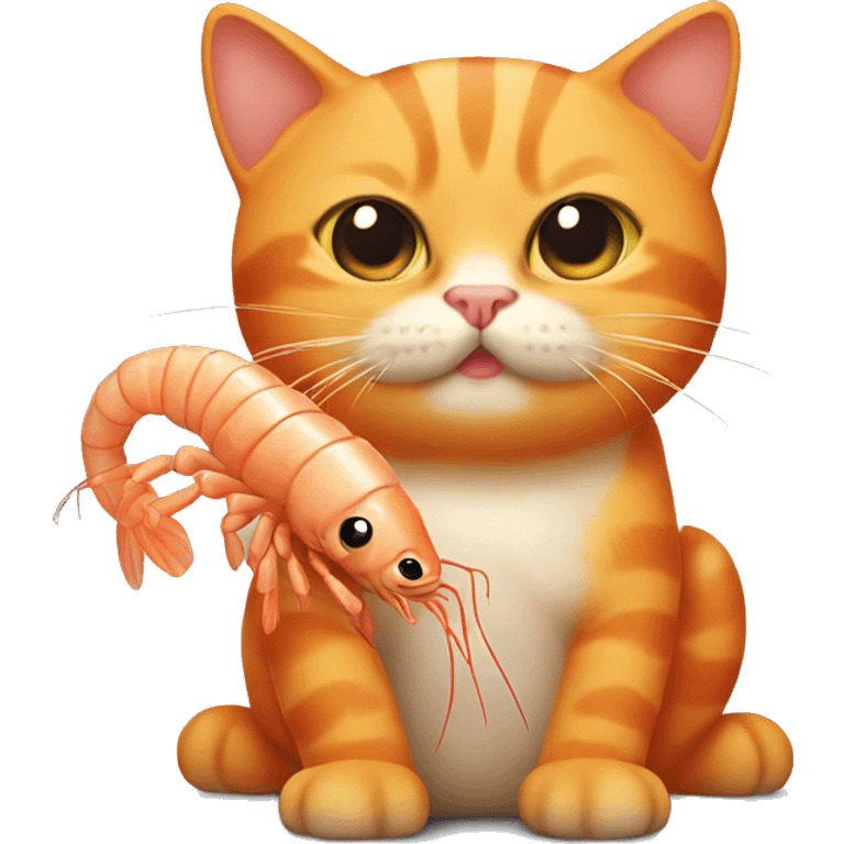 orange cat with the body of a shrimp emoji