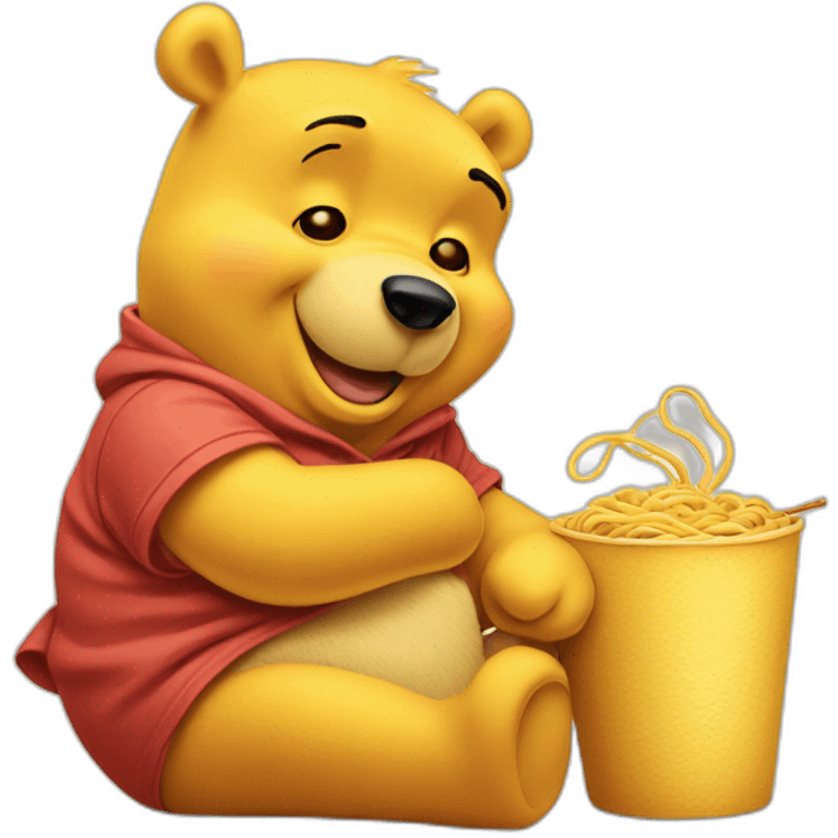 winnie the pooh eating noodle emoji