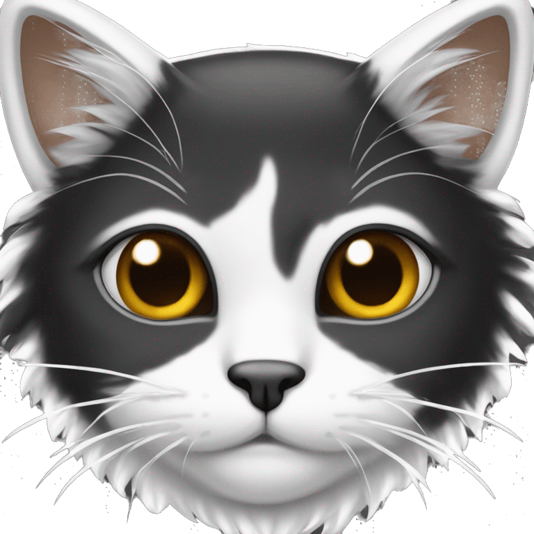 Gato bravo peludo preto e branco emoji