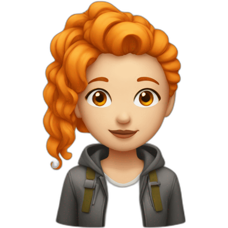 Girl with orange hair kissing emoji