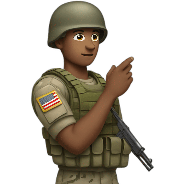 soldier with the letter v on his hand emoji