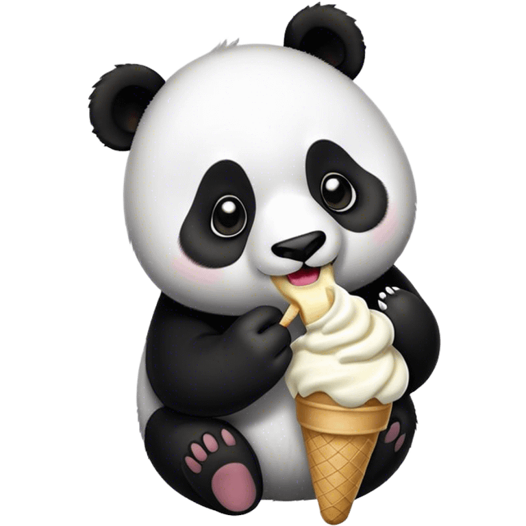 Panda eating ice cream emoji