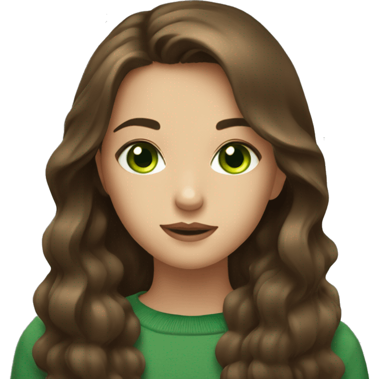 a girl with brown hair and big mesmerising green eyes  emoji