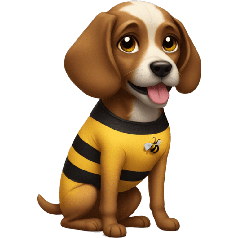 dog wearing bumble bee suit emoji