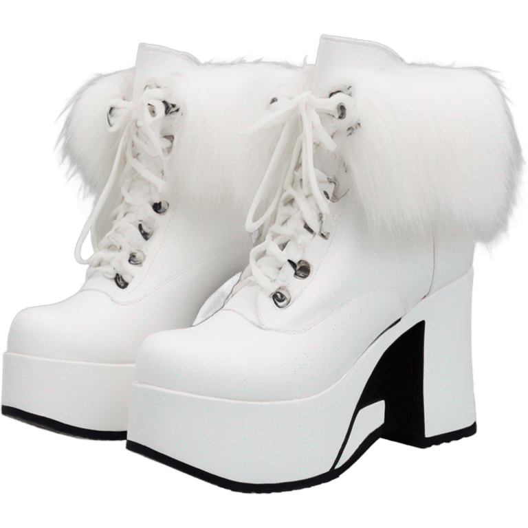 Platform Demonia High boots white fur emoji