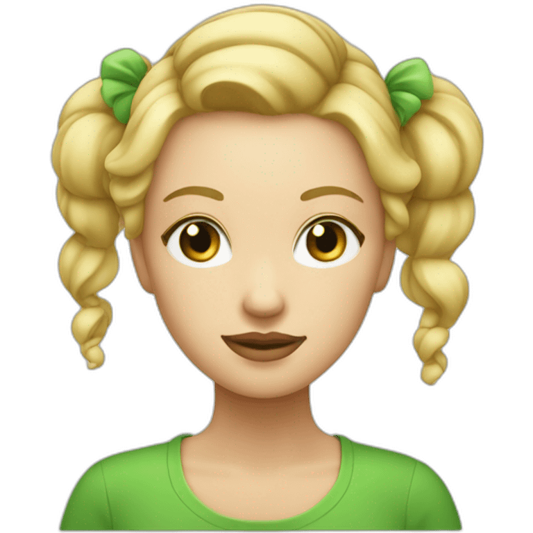 blonde avec un chignon yeux vert emoji