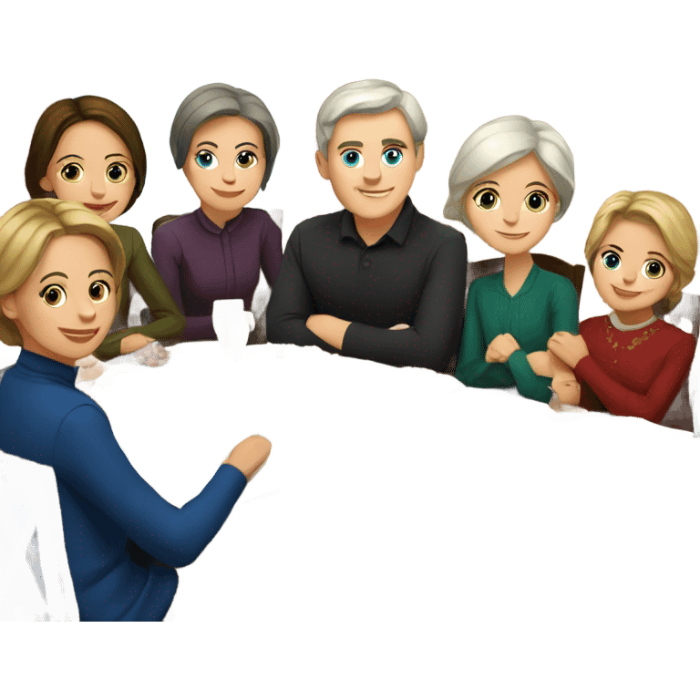 Russian family sitting at the New Year's table emoji