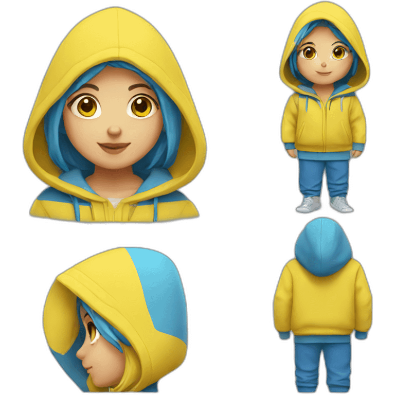 Ukrainian girl wearing the hoodie yellow and blue colors emoji