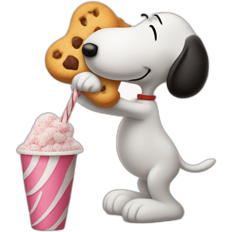 Snoopy sucking up sugar with a straw emoji