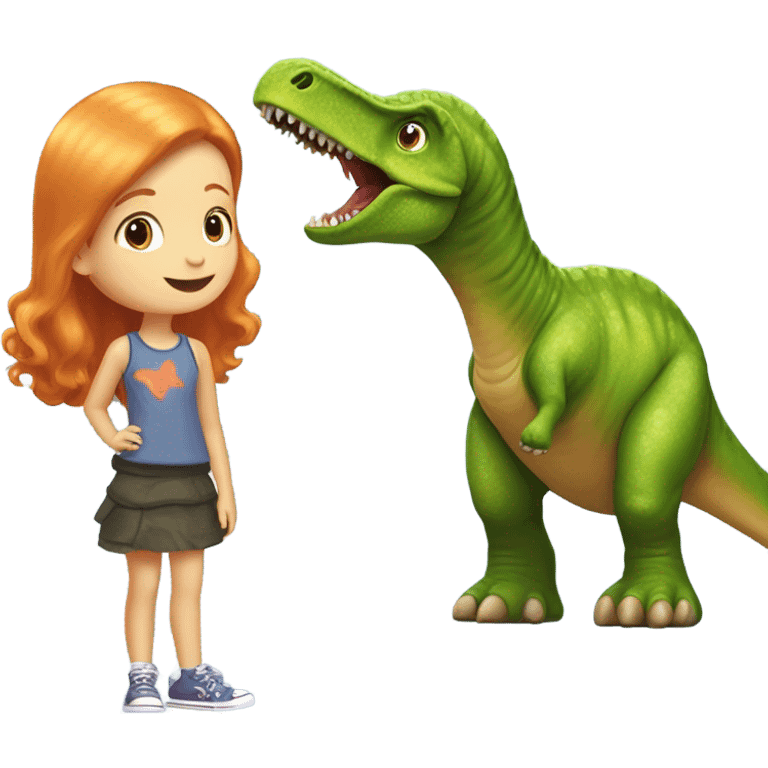 strawberry Blonde girl with Brachiosaurus emoji