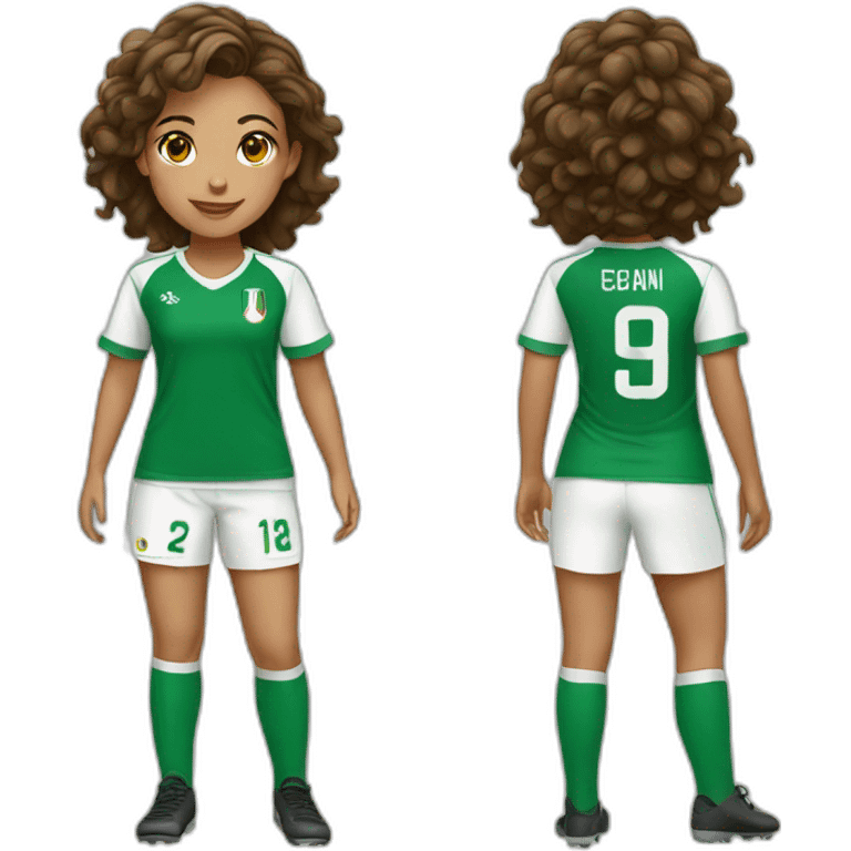 Girl with an algerian soccer jersey emoji