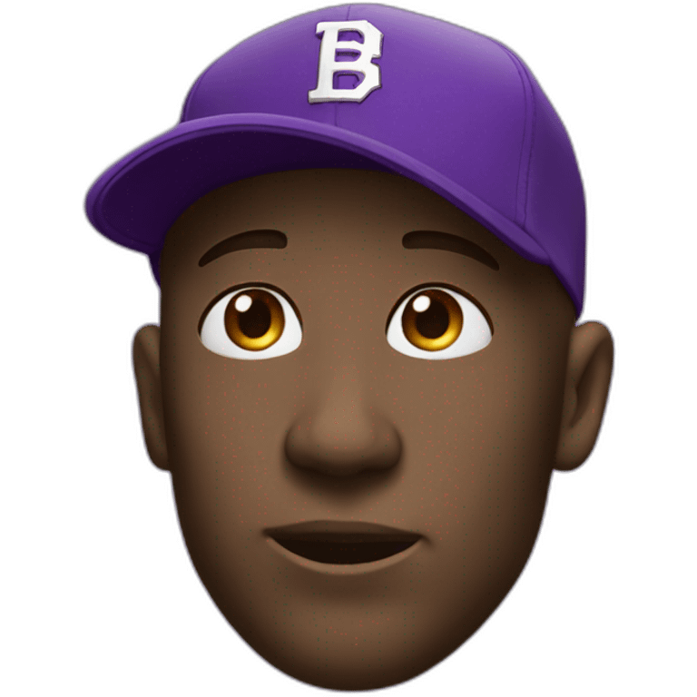 Bronze man tears with a purple new era cap emoji