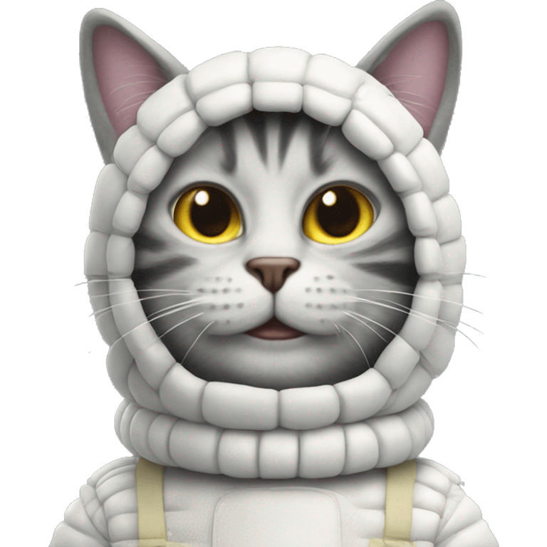 cat dressed in a michelin man costume emoji