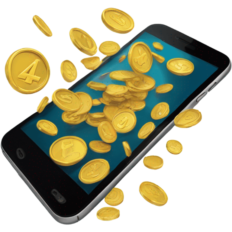 coins fly out of the phone emoji