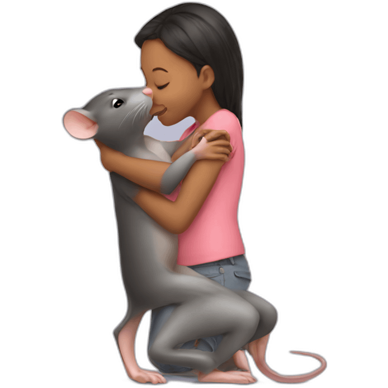 a girl kissing a rat emoji