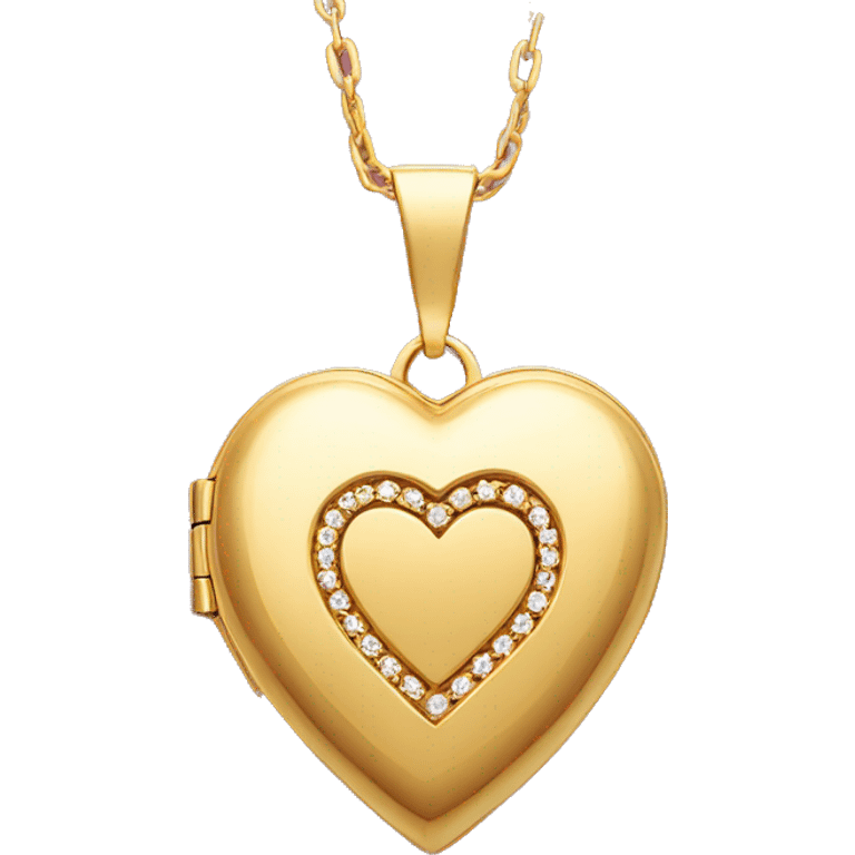 gold heart locket on necklace emoji