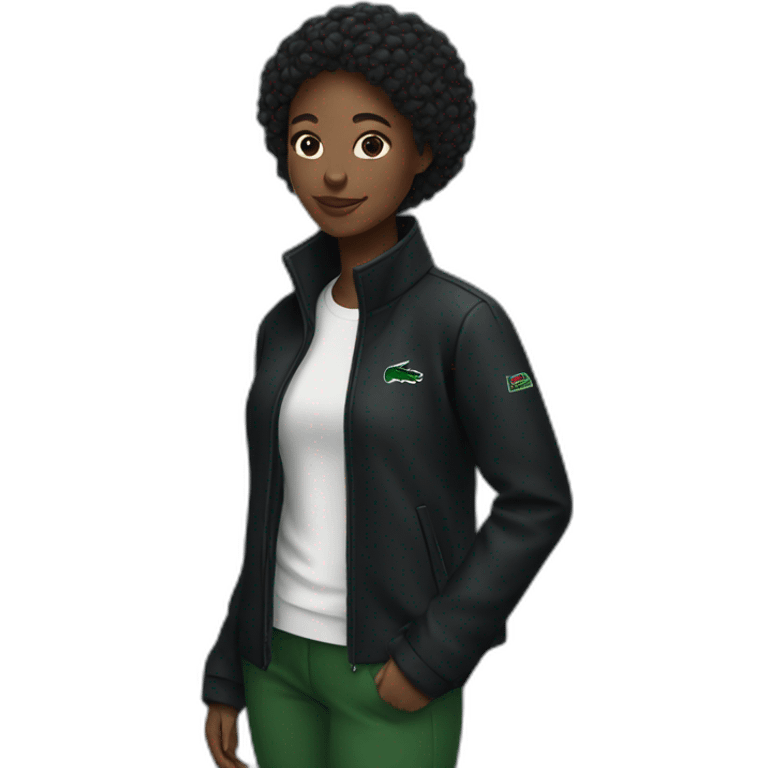 black girl with lacoste black jacket emoji