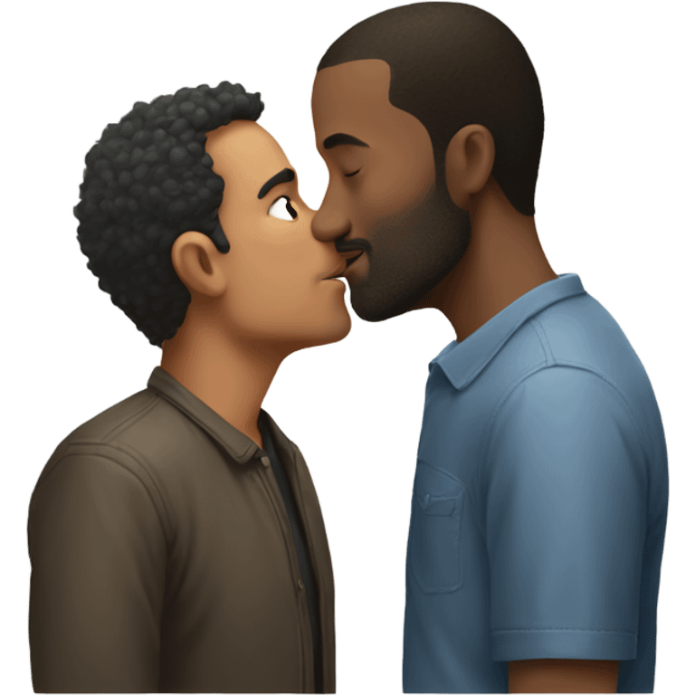 really short man kissing really tall man  emoji