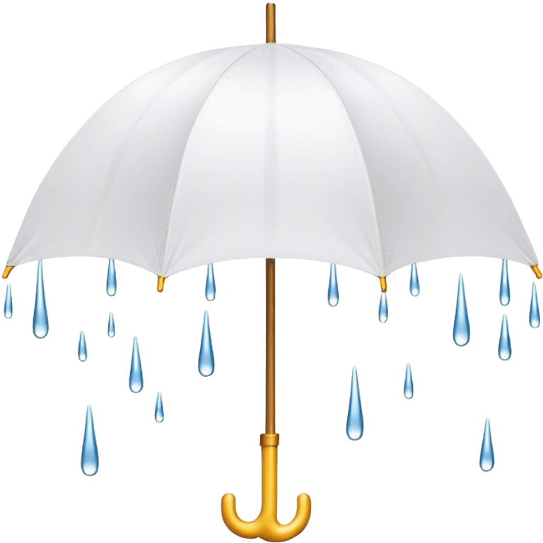 Cinematic realistic emojis in the form of a white umbrella dripping with rain emoji