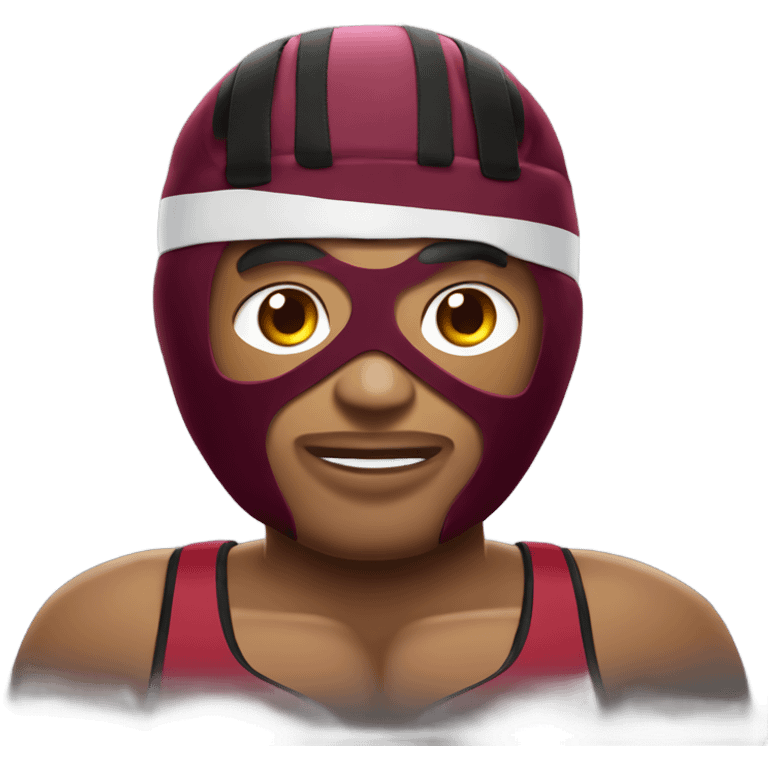 wrestler wearing nike inflicts with garnet headgear emoji