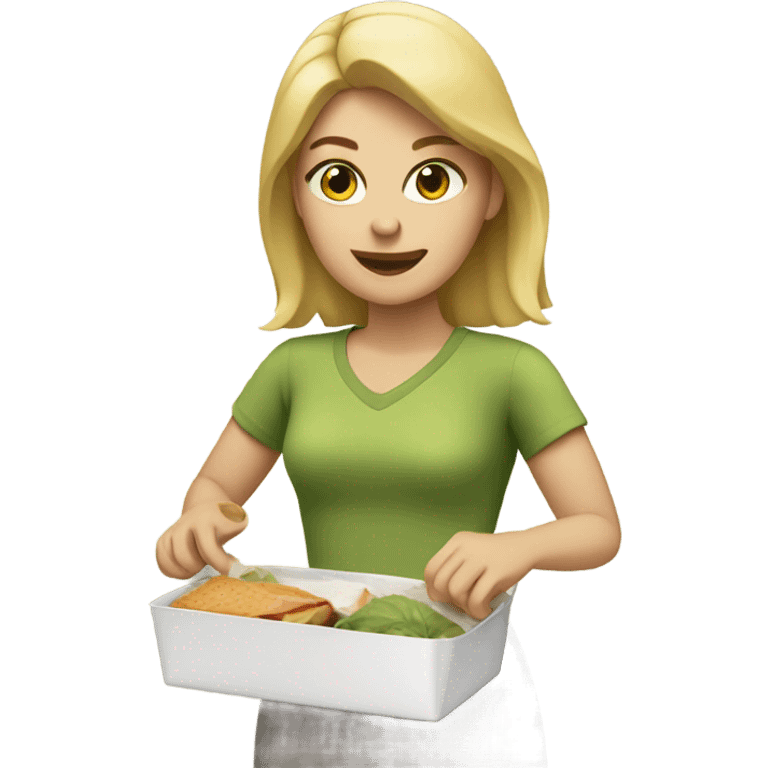 Blonde woman packing a lunch emoji