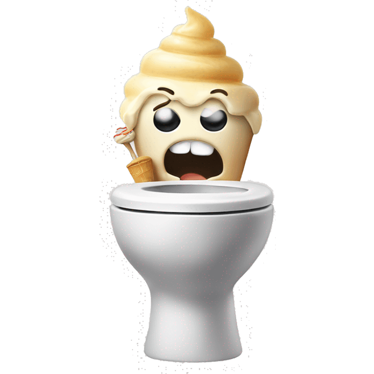 Skibidi toilet with head popping out eating ice cream emoji