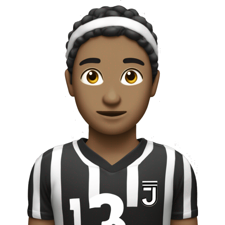 jugadora de voley con vestimenta juventus morocha y camiseta numero 3 emoji