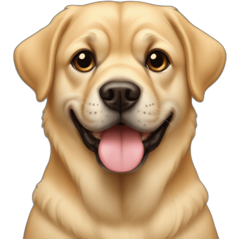 golen retriever with a pug face emoji