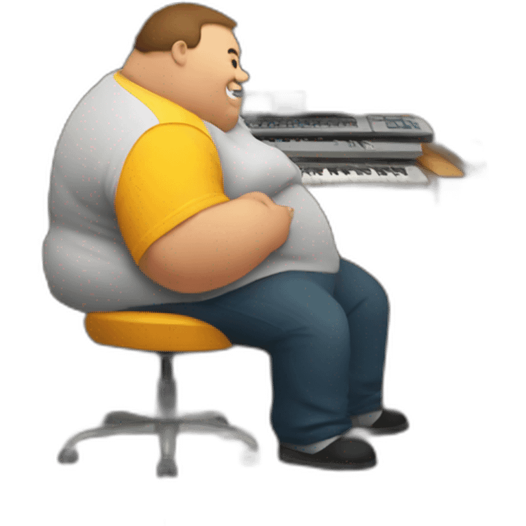 obese person in a cellar typing on a keyboard emoji