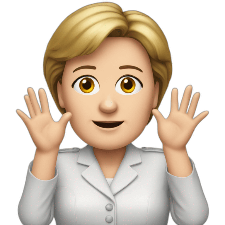 angela merkel with hands emoji