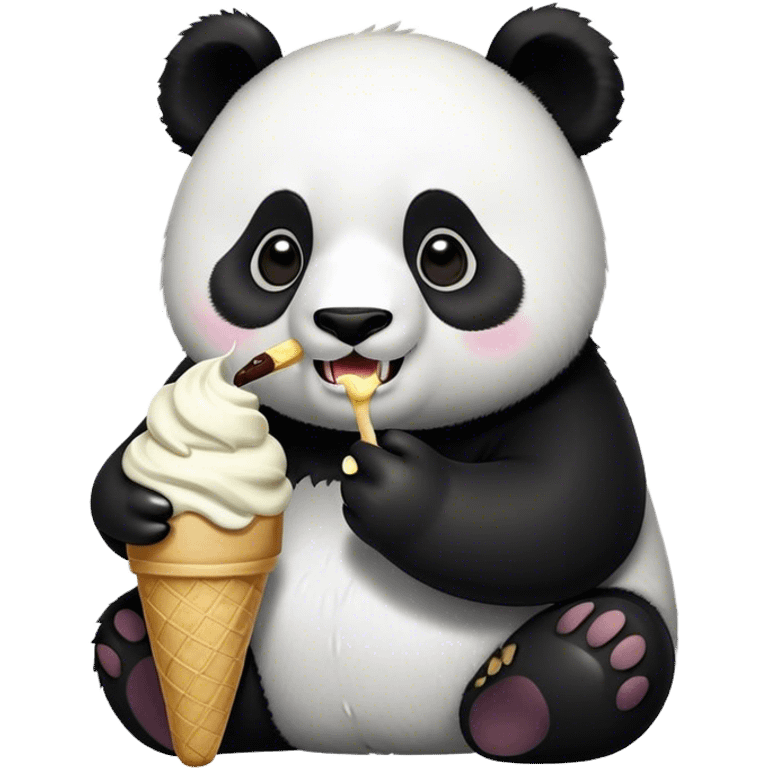 Panda eating ice cream emoji