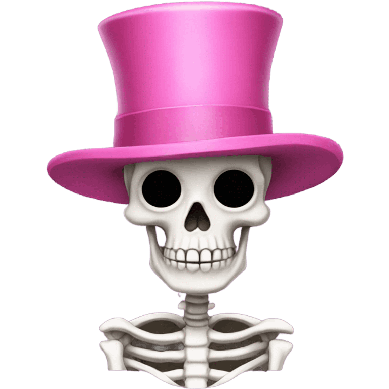 Skeleton with a comically large pink top hat  emoji