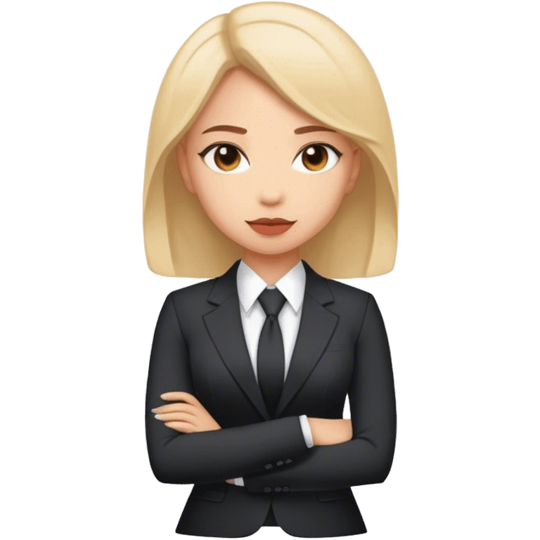 a girl in a suit, very linkedin style. emoji