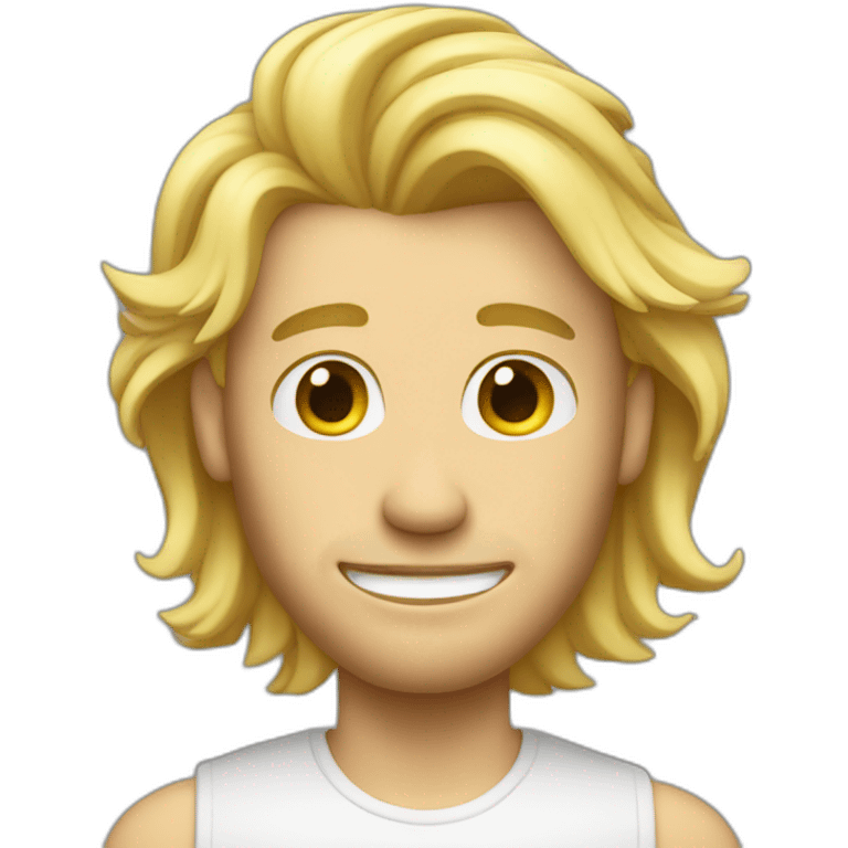 Blond man with long face, hair sticking up emoji