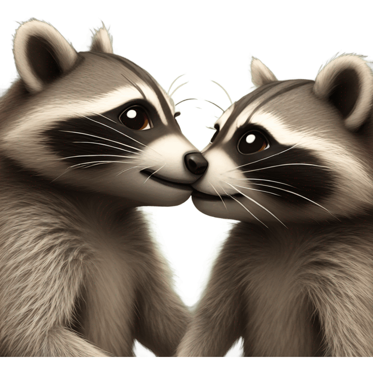 two raccoon kiss emoji