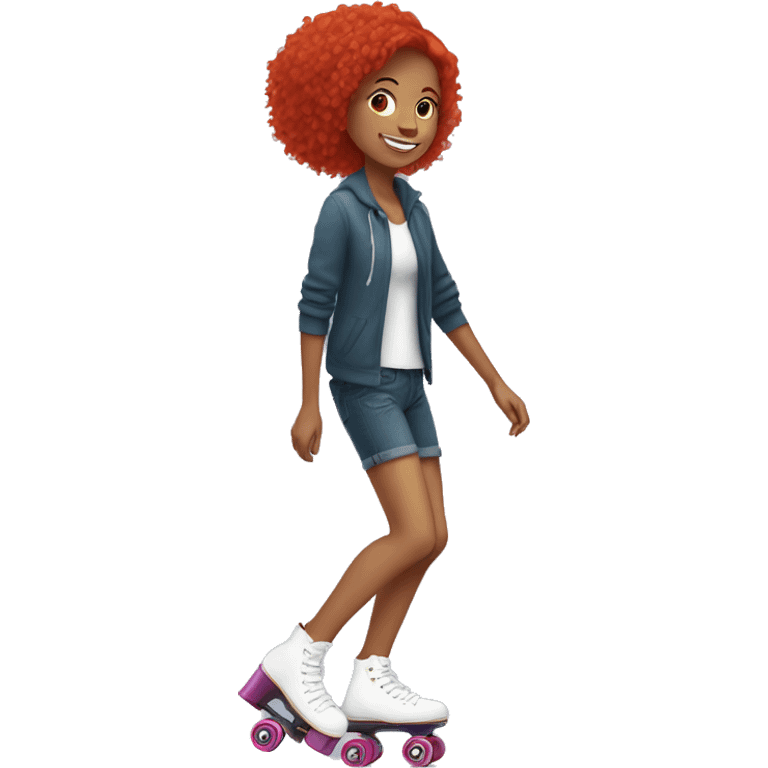 girl with red hair roller skating emoji