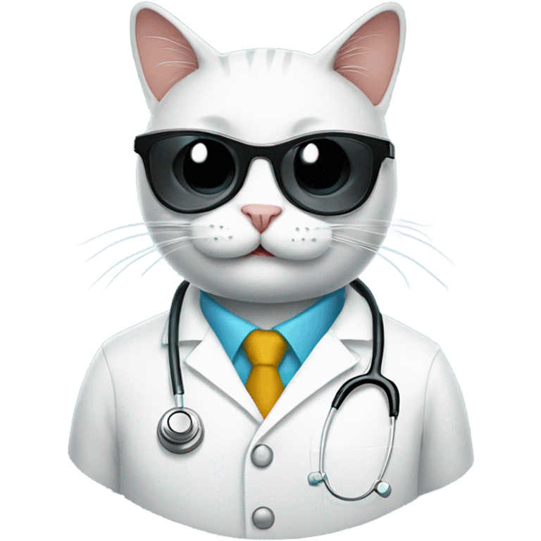 smiling doctor cat wearing dark black sunglasses emoji