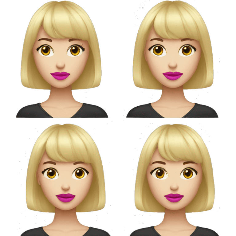 Blonde bangs bob pink lips emoji