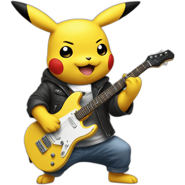 Pikachu playing electric guitar emoji