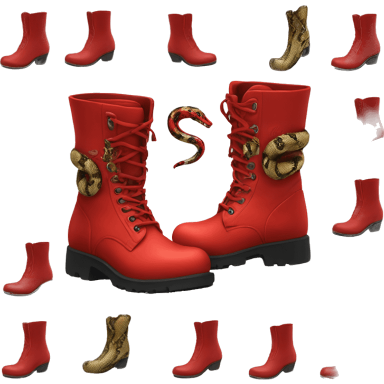 Red boots with snake emoji