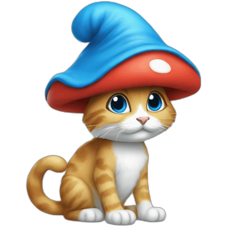 Smurf cat long nose and mushroom hat emoji