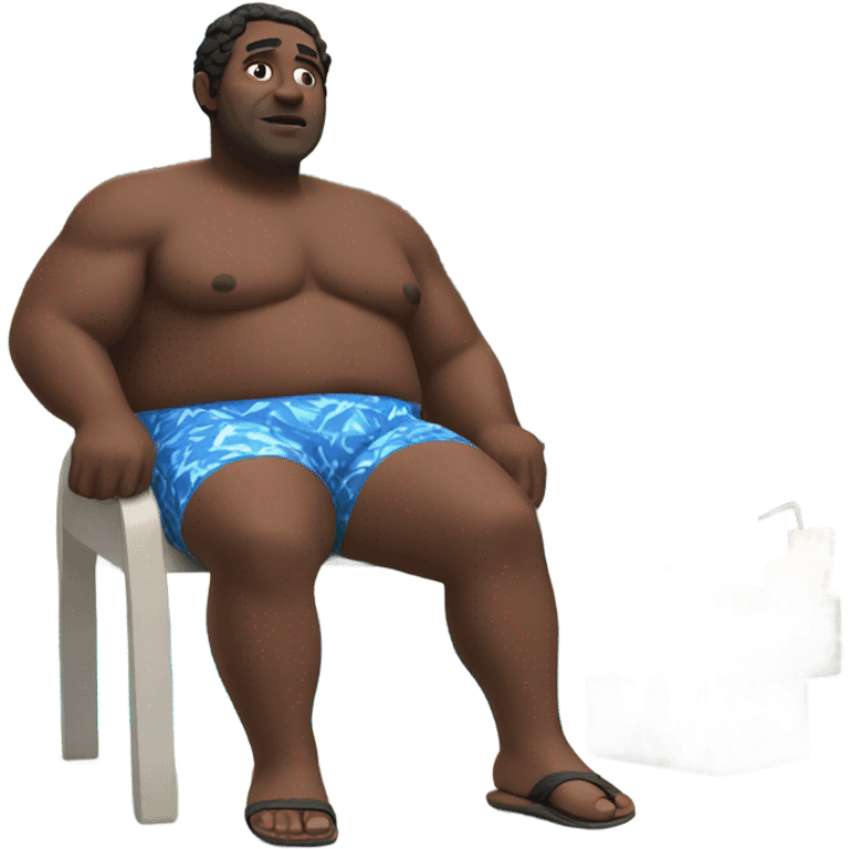 fat black Roman in swimsuit by pool emoji