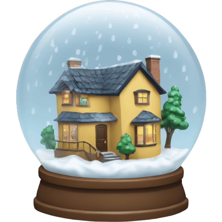 snow globe, house, rainy, storm, 4k, no background emoji